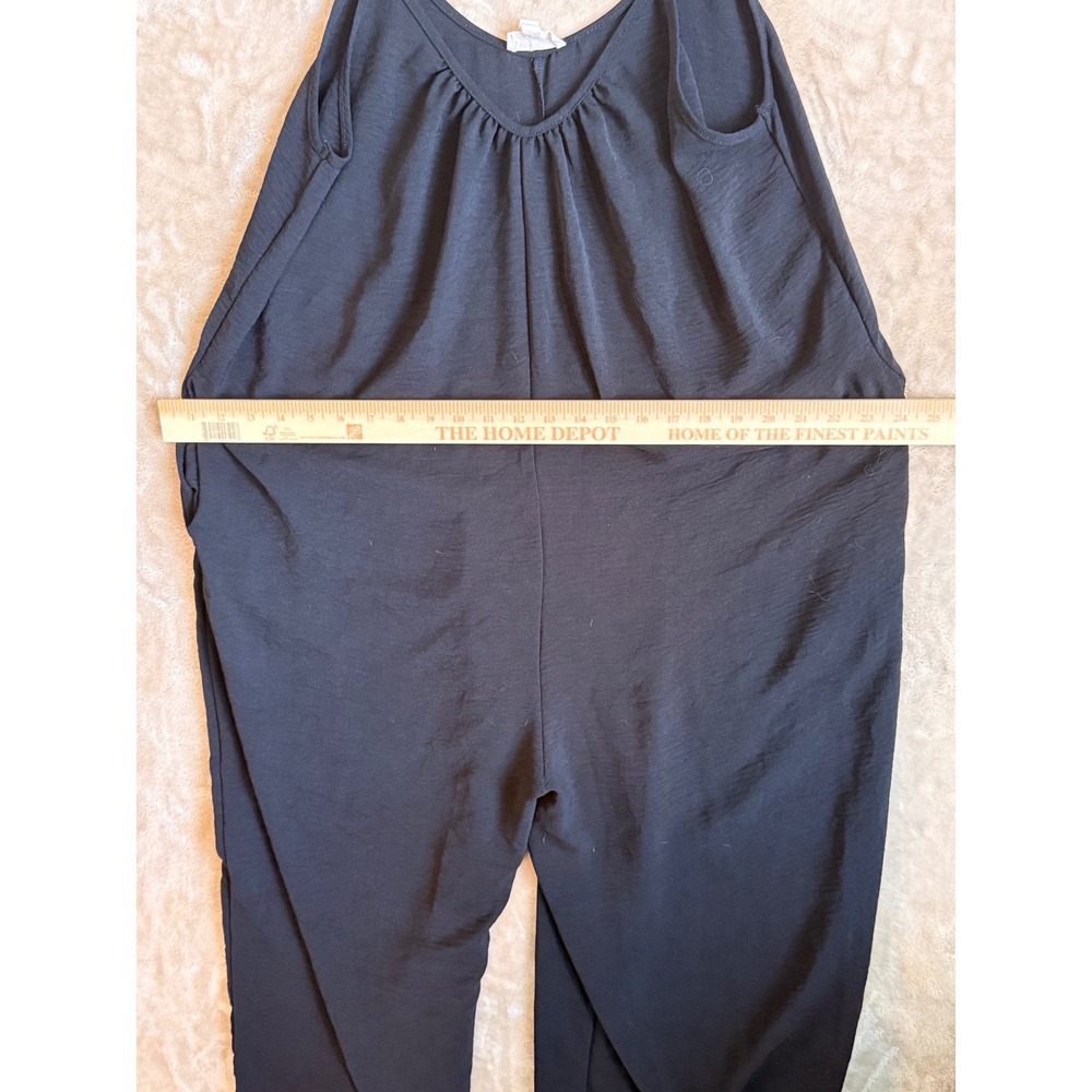 See You Monday Black Wide Leg Jumpsuit Womens Large Spaghetti Strap Pockets SZ L - Picture 7 of 8